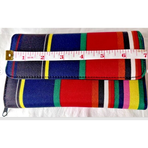 Stripe Multicolor Shoulder Bag 11x7x3 Zipper Close Inner Pockets Matching Wallet - Picture 12 of 16